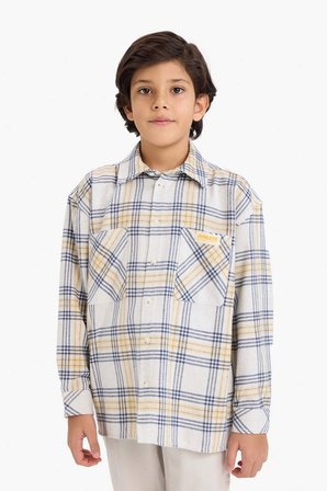 DeFacto Oversize Geniş Kalıp Kareli Flanel Uzun Kollu Gömlek Erkek Çocuk G6172A826SPYL502