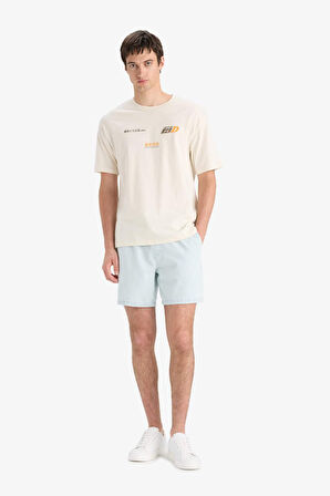 DeFacto %100 Pamuk Initial D Boxy Fit Bisiklet Yaka Sırt Baskılı Kısa Kollu Tişört F2877AX25SMER78