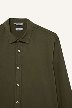 Regular Fit Gömlek Yaka Twill Uzun Kollu Gömlek