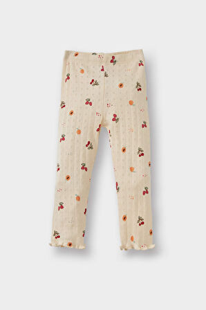 Kız Bebek Pijama Takımı Meyve Desenli Uzun Kollu Fitilli Kaşkorse Üst Uzun Alt