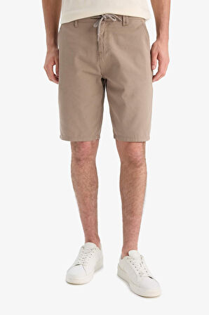 Regular Fit Düz Paça Gabardin Bermuda