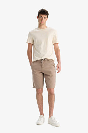 Regular Fit Düz Paça Gabardin Bermuda
