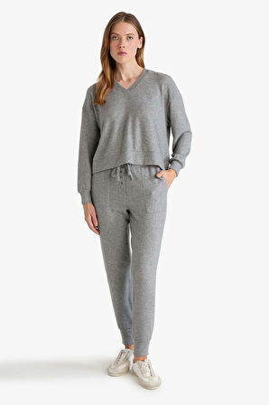 Regular Fit Uzun Kollu 2'li Velur Takım Fall in Love