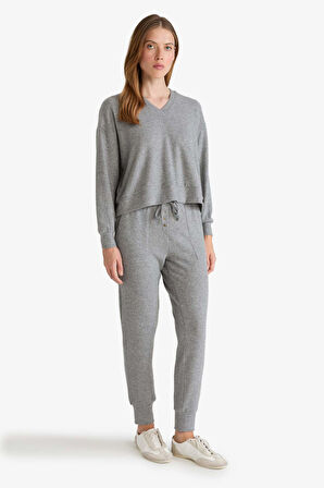 Regular Fit Uzun Kollu 2'li Velur Takım Fall in Love