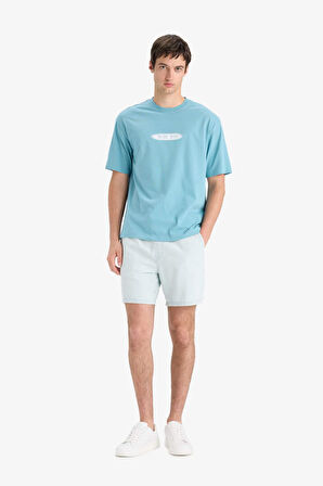 DeFacto %100 Pamuk Beli Lastikli Loose Fit Rahat Jean Bermuda E1390AX25SMNM63