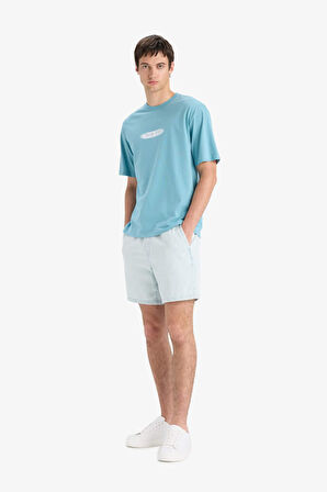 DeFacto %100 Pamuk Beli Lastikli Loose Fit Rahat Jean Bermuda E1390AX25SMNM63