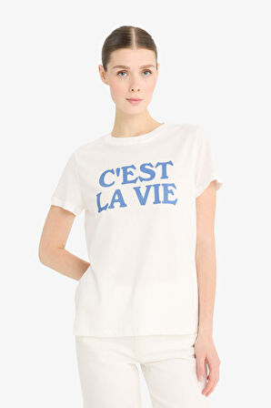 DeFacto Regular Fit Bisiklet Yaka Baskılı Penye Kısa Kollu Tişört F5888AX25SMER105