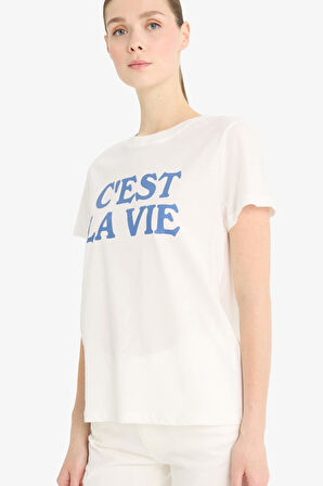 DeFacto Regular Fit Bisiklet Yaka Baskılı Penye Kısa Kollu Tişört F5888AX25SMER105