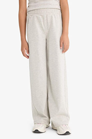 Kız Çocuk Beli Lastikli Wide Leg Geniş Bol Paça Eşofman Altı