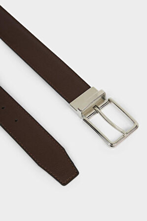 Erkek Dikdörtgen Toka Suni Deri Klasik Kemer