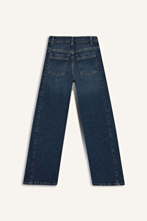 Kız Çocuk Balloon Fit Geniş Paça Jean Pantolon