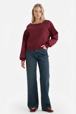 DeFacto Oversıze Açık Omuz Kalın Kumaş Sweatshirt G7880AX25CWBR43