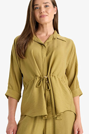 Beli Lastikli Uzun Kollu Gömlek