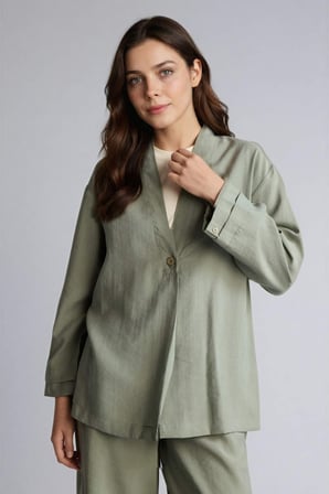 DeFacto Regular Fıt V Yaka Modal Kimono H0673AX26SPKH461