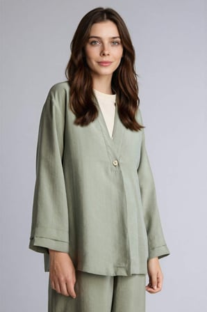 DeFacto Regular Fıt V Yaka Modal Kimono H0673AX26SPKH461