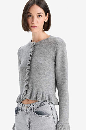 Regular Fit Bisiklet Yaka Triko Hırka