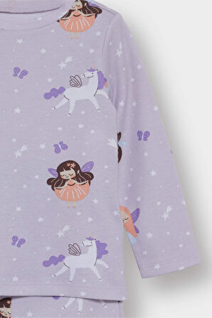 Kız Bebek Pijama Takımı Desenli Uzun Kollu Üst Uzun Alt