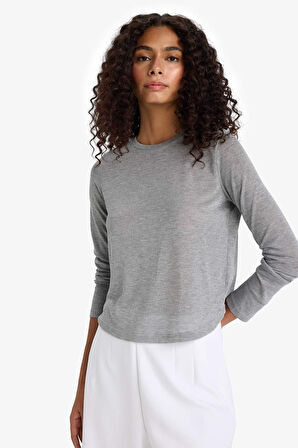 Regular Fit Bisiklet Yaka Uzun Kollu Tişört