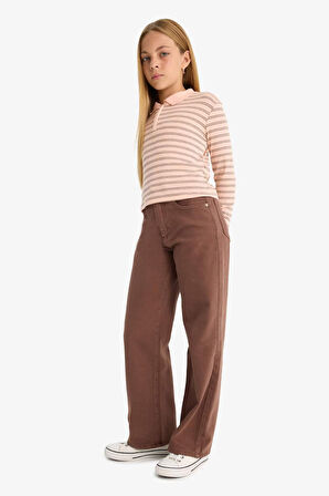 Kız Çocuk 90's Wide Leg Geniş Paça Gabardin Pantolon