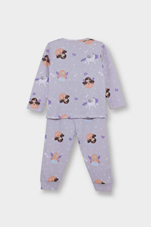 Kız Bebek Pijama Takımı Desenli Uzun Kollu Üst Uzun Alt