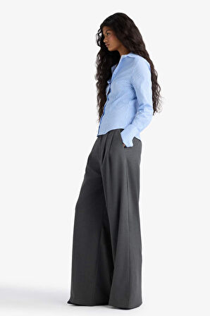 Wide Leg Çift Cepli Yüksek Bel Uzun Boy Pantolon