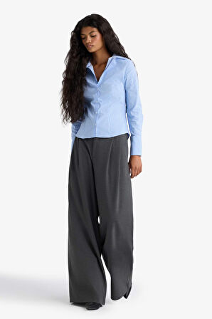 Wide Leg Çift Cepli Yüksek Bel Uzun Boy Pantolon