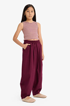 Kız Çocuk Barrel Fit Pamuklu Pantolon