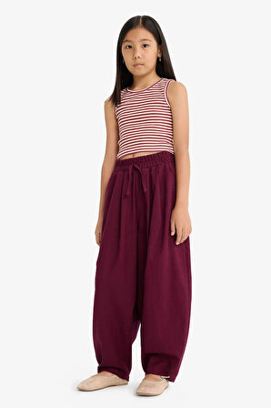 Kız Çocuk Barrel Fit Pamuklu Pantolon