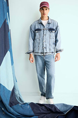 Oversize Geniş Kalıp Düğmeli Denim Ceket