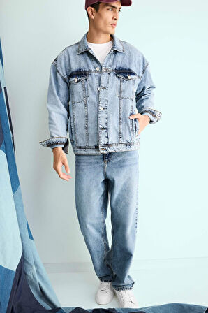 Oversize Geniş Kalıp Düğmeli Denim Ceket