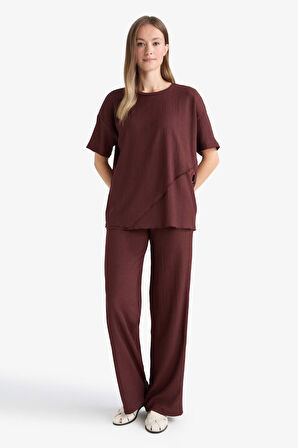 Straight Fit Düz Paça Bürümcük Pantolon