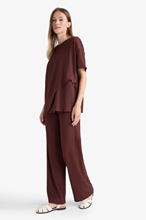 Straight Fit Düz Paça Bürümcük Pantolon