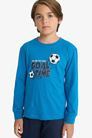 Erkek Çocuk Pijama Takımı Baskılı Uzun Kollu Üst Uzun Alt