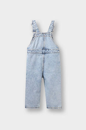Erkek Bebek Etiket Baskılı Jean Tulum