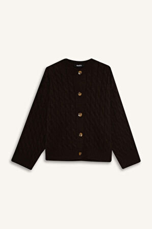 Relax Fit Bisiklet Yaka Triko Hırka