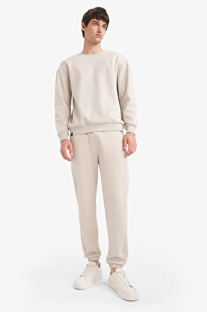 	Boxy Fit Bisiklet Yaka Basic Düz Pike Sweatshirt