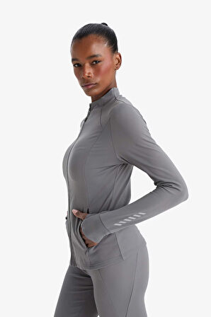 DeFactoFit Slim Fit Dar Kesim Dik Yaka Hırka