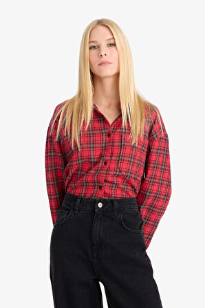 Coool Overshirt Fit Kareli Uzun Kollu Gömlek
