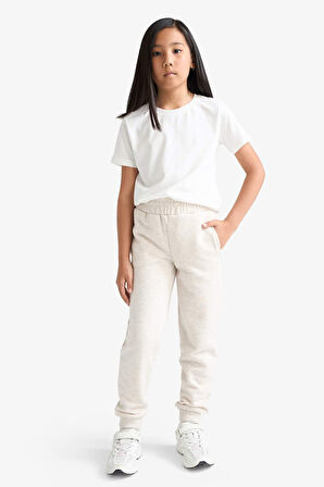 Kız Çocuk Standart Fit Basic Düz Beli Lastikli Jogger Eşofman Altı
