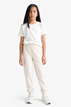 Kız Çocuk Standart Fit Basic Düz Beli Lastikli Jogger Eşofman Altı