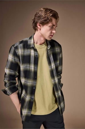 DeFacto REGULAR FIT %100 Pamuk Flanel Gömlek F9043AX26SPKH190