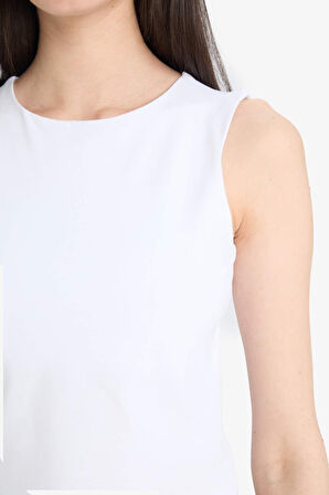 Regular Fit Basic Düz Bisiklet Yaka Beyaz Atlet