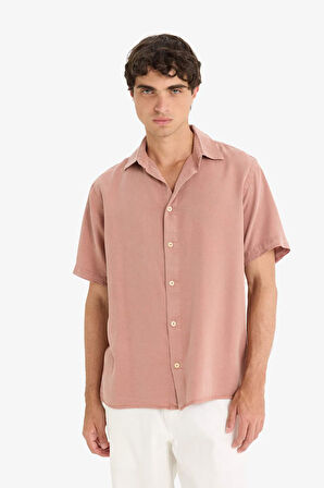 Regular Fit Tensel Kısa Kollu Gömlek