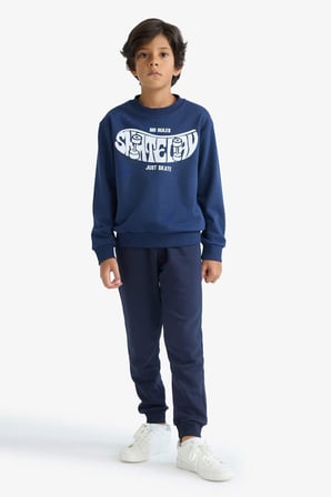 Erkek Çocuk Bisiklet Yaka Baskılı Sweatshirt 
