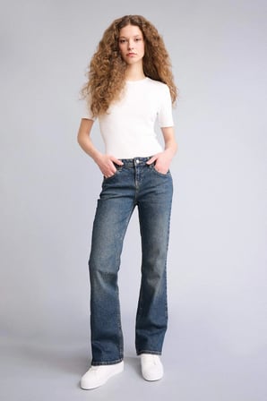 Defacto H0136AXNM34 Mavi Düşük Bel Jean Yıkamalı Pantolon