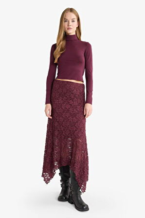 A Form Normal Bel Dantel Midi Etek