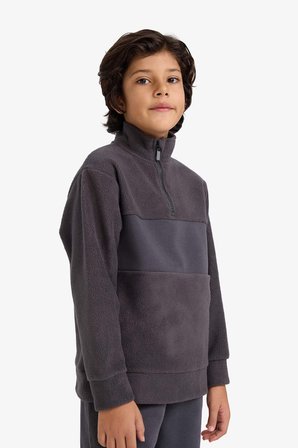 DeFacto Polar 2'li Takım Yarım Fermuarlı Sweatshirt Eşofman Altı Erkek Çocuk G4965A825WNAR227