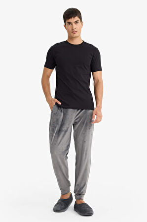 Regular Fit Cepli Kadife Pijama Altı