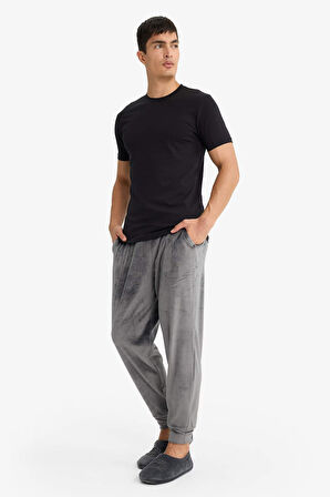 Regular Fit Cepli Kadife Pijama Altı