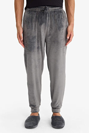 Regular Fit Cepli Kadife Pijama Altı